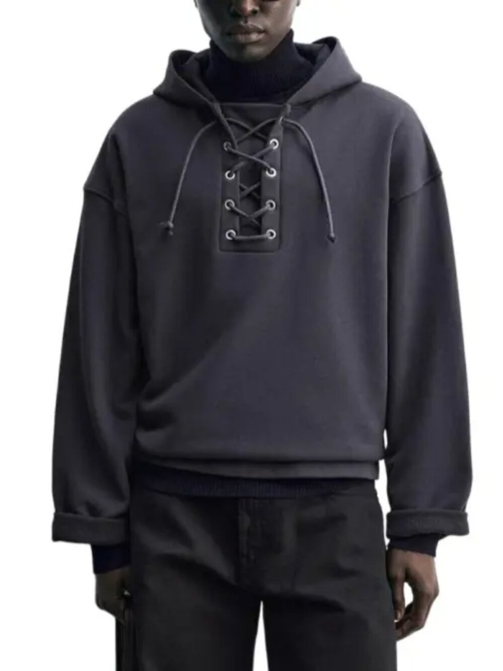 ZARA Men's Dark Gray Cotton Sweatshirt Size L NWT